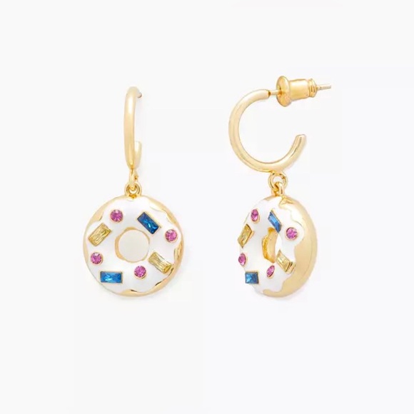 Kate Spade Coffee Break Donut Huggies ✨ Earrings | dainty fun dangle - Picture 5 of 9